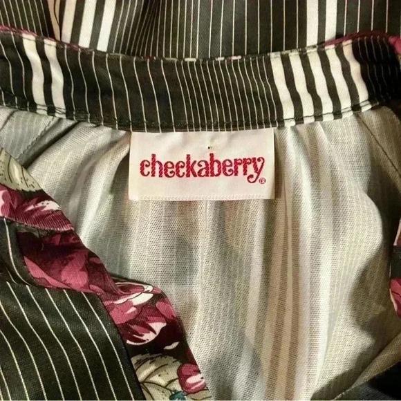 Vintage 70s Bohemian Checkaberry Grey Green Floral Long Sleeve Maxi Dress. Sz L - Picture 11 of 13